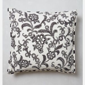 Anthropologie Euro Sham MONOCHROME BLOOM Pillow Black White Floral Polka Dot NWT